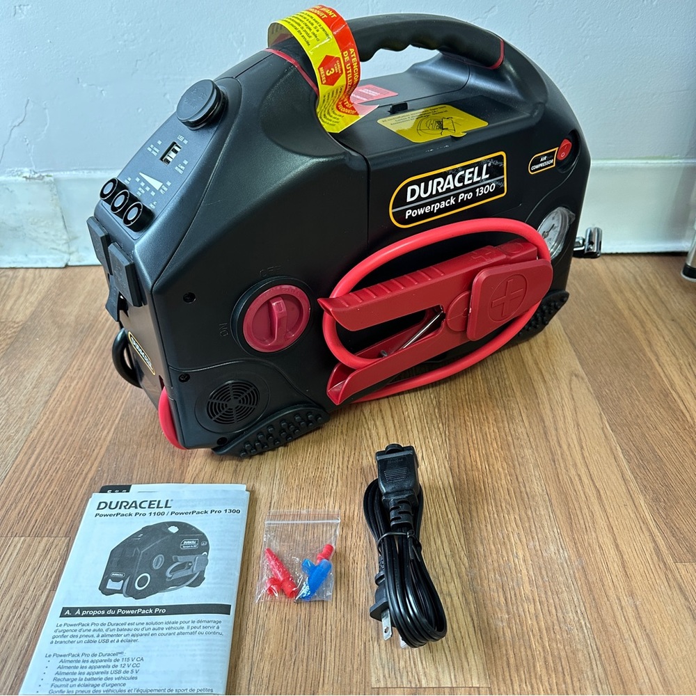 🆕 Duracell Powerpack Pro 1300 Jump Starter, Air Compressor and Power Inv…